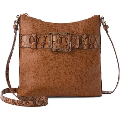 Brahmin Katie Croc Embossed Leather Crossbody Bag In Brown