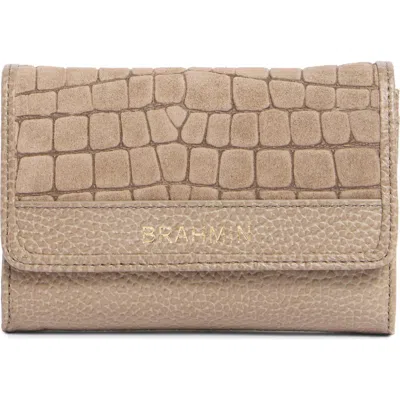 Brahmin Kerra Croc Embossed French Wallet In Warm Gray Bedrock
