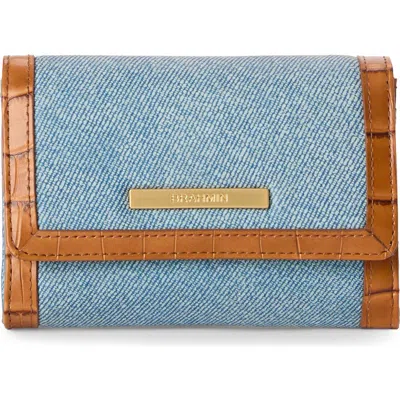 Brahmin Kerra Denim & Croc Embossed Leather Wallet In Blue