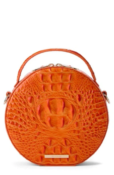 Brahmin Lane Croc Embossed Leather Crossbody Bag In Mandarin Orange