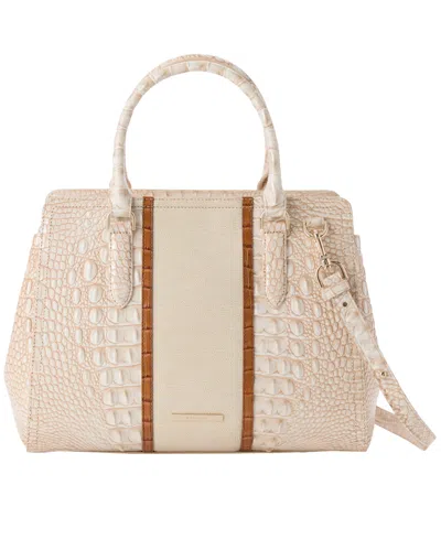 Brahmin Large Finley Leather Satchel Handbag In Pink