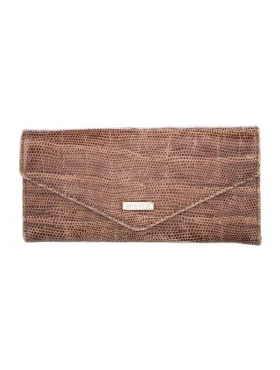 Pre-owned Brahmin Leather Animal Print Continental Wallet In Neutral