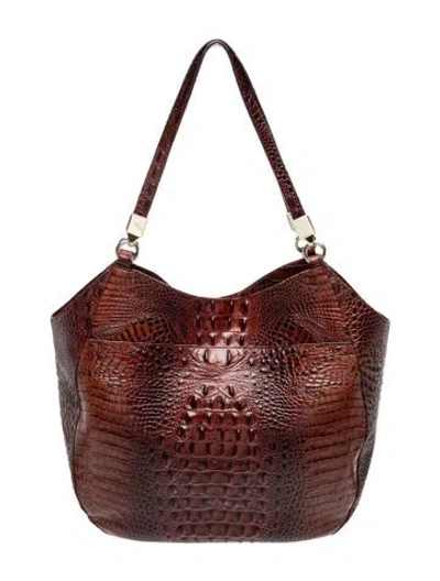 Pre-owned Brahmin Leather Shoulder Bag In Burgundy