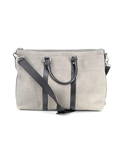 Pre-owned Brahmin Leather Weekender In Gray