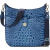 Brahmin Leia Croc Embossed Leather Crossbody Bag In Blue Seren