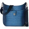 Brahmin Leia Croc Embossed Leather Crossbody Bag In Heavenly Blue