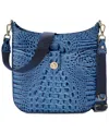 Brahmin Leia Croc Embossed Leather Crossbody Bag In Blue Seren