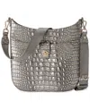 Brahmin Leia Melbourne Embossed Leather Crossbody In Chrome