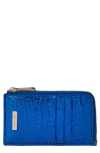 Brahmin Lennon Croc Embossed Leather Card Case In Cobalt Potion
