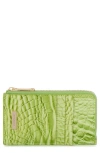 Brahmin Lennon Croc Embossed Leather Card Case In Kiwi