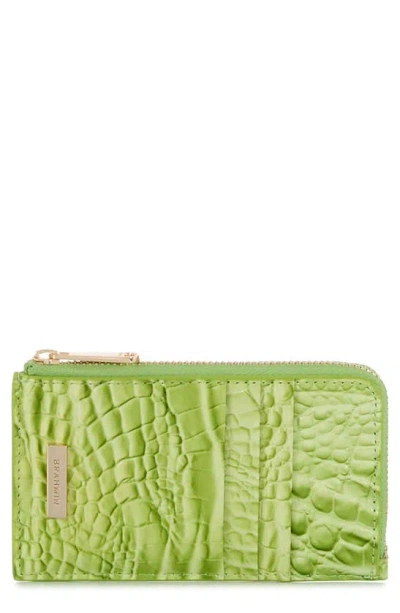 Brahmin Lennon Croc Embossed Leather Card Case In Green