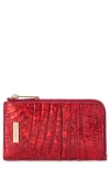 Brahmin Lennon Croc Embossed Leather Card Case In Red