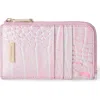 Brahmin Lennon Croc Embossed Leather Card Case In Rose Water