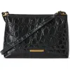 Brahmin Lorelei Croc Embossed Leather Shoulder Bag In Black