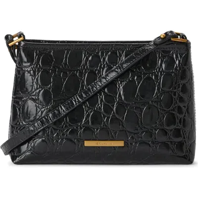Brahmin Lorelei Croc Embossed Leather Shoulder Bag In Black