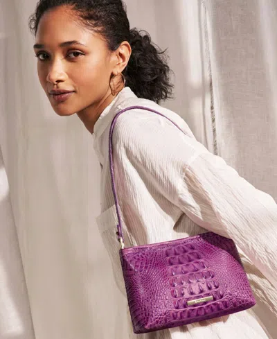 Brahmin Lorelei Melbourne Embossed Leather Shoulder In Purple