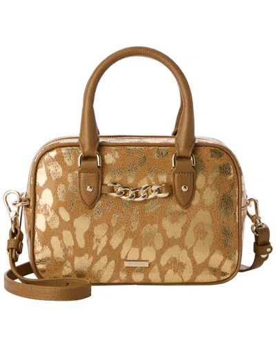 Brahmin Mara Glimmer Small Leather Satchel Bag In Gold