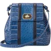 Brahmin Margo Croc Embossed Leather Crossbody Bag In Blue
