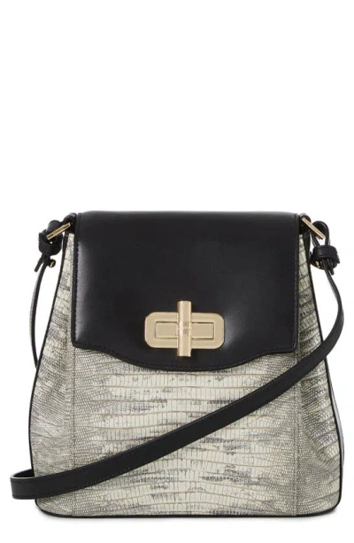 Brahmin Margo Croc Embossed Leather Crossbody Bag In Black