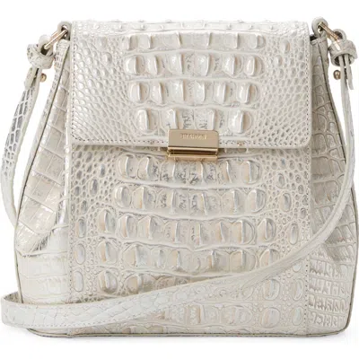 Brahmin Margo Croc Embossed Leather Crossbody Bag In White