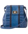 Brahmin Margo Croc Embossed Leather Crossbody Bag In Blue