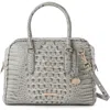 Brahmin Marissa Croc Embossed Leather Satchel In Gray