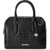 Brahmin Marissa Croc Embossed Leather Satchel In Black