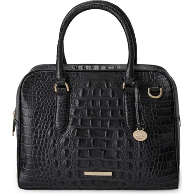 Brahmin Marissa Croc Embossed Leather Satchel In Black