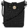 Brahmin Marley Croc Embossed Leather Crossbody Bag In Black