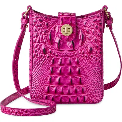 Brahmin Marley Croc Embossed Leather Crossbody Bag In Pink