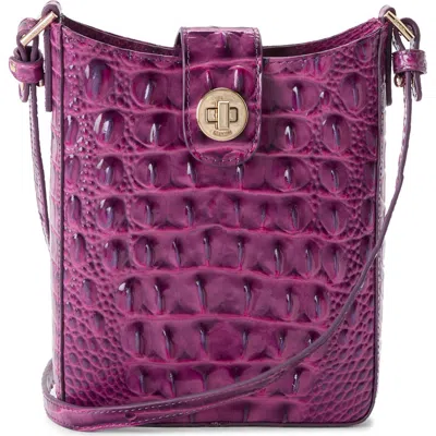 Brahmin Marley Croc Embossed Leather Crossbody Bag In Purple