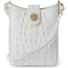 Brahmin Marley Croc Embossed Leather Crossbody Bag In Seasalt White