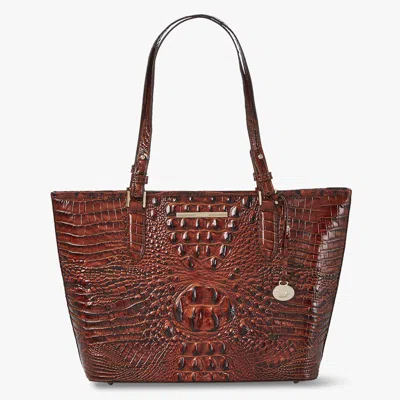 Brahmin Medium Asher Melbourne Embossed Leather Tote In Pecan