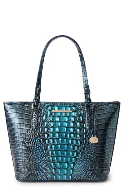 Brahmin Medium Asher Croc Embossed Leather Tote In Blue