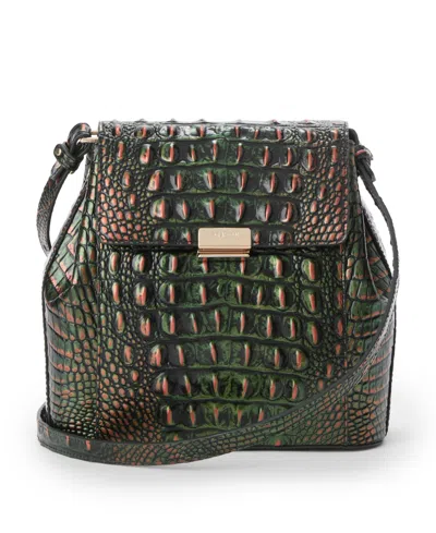 Brahmin Melbourne Margo Embossed Leather Crossbody In Green