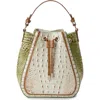 Brahmin Melinda Colorblocked Croc Embossed Leather Bucket Bag In Fern