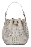 Brahmin Melinda Croc Embossed Leather Bucket Bag In Fairestgrey