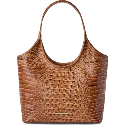 Brahmin Melora Croc Embossed Leather Tote In Brown