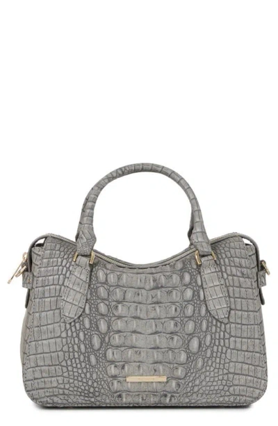 Brahmin Micaela Croc Embossed Satchel In Fairestgrey