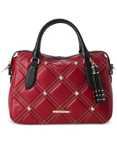 Brahmin Micaela Medium Leather Satchel In Red