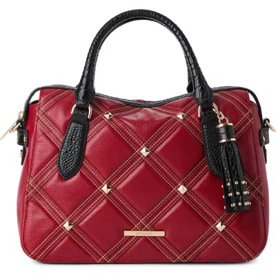 Brahmin Micaela Quilted Leather Satchel In Red