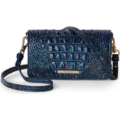 Brahmin Minuette Croc Embossed Leather Crossbody Bag In Blue