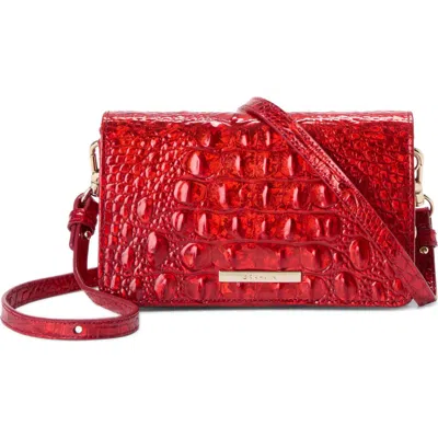 Brahmin Minuette Croc Embossed Leather Crossbody Bag In Red