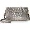 Brahmin Minuette Croc Embossed Leather Crossbody Bag In Chrome