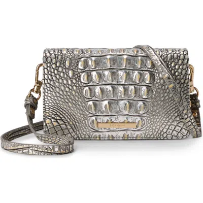 Brahmin Minuette Croc Embossed Leather Crossbody Bag In Chrome