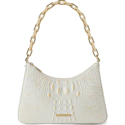 Brahmin Mod Esme Croc Embossed Shoulder Bag In White