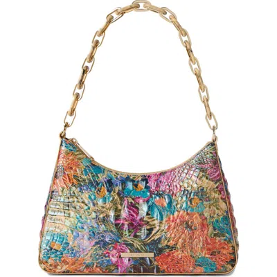 Brahmin Mod Esme Floral Croc Embossed Leather Shoulder Bag