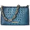 Brahmin Mod Lorelei Tiger Stripe Croc Embossed Leather Shoulder Bag In Blue