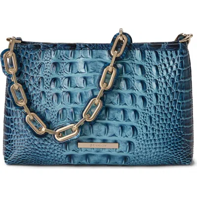 Brahmin Mod Lorelei Tiger Stripe Croc Embossed Leather Shoulder Bag In Blue