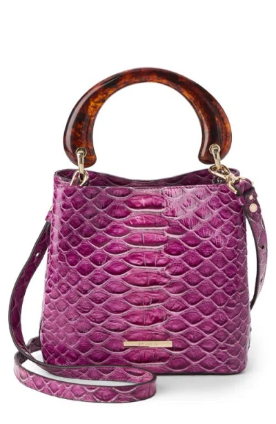 Brahmin Mod Mini Amelia Croc Embossed Leather Bucket Bag In Island Petal
